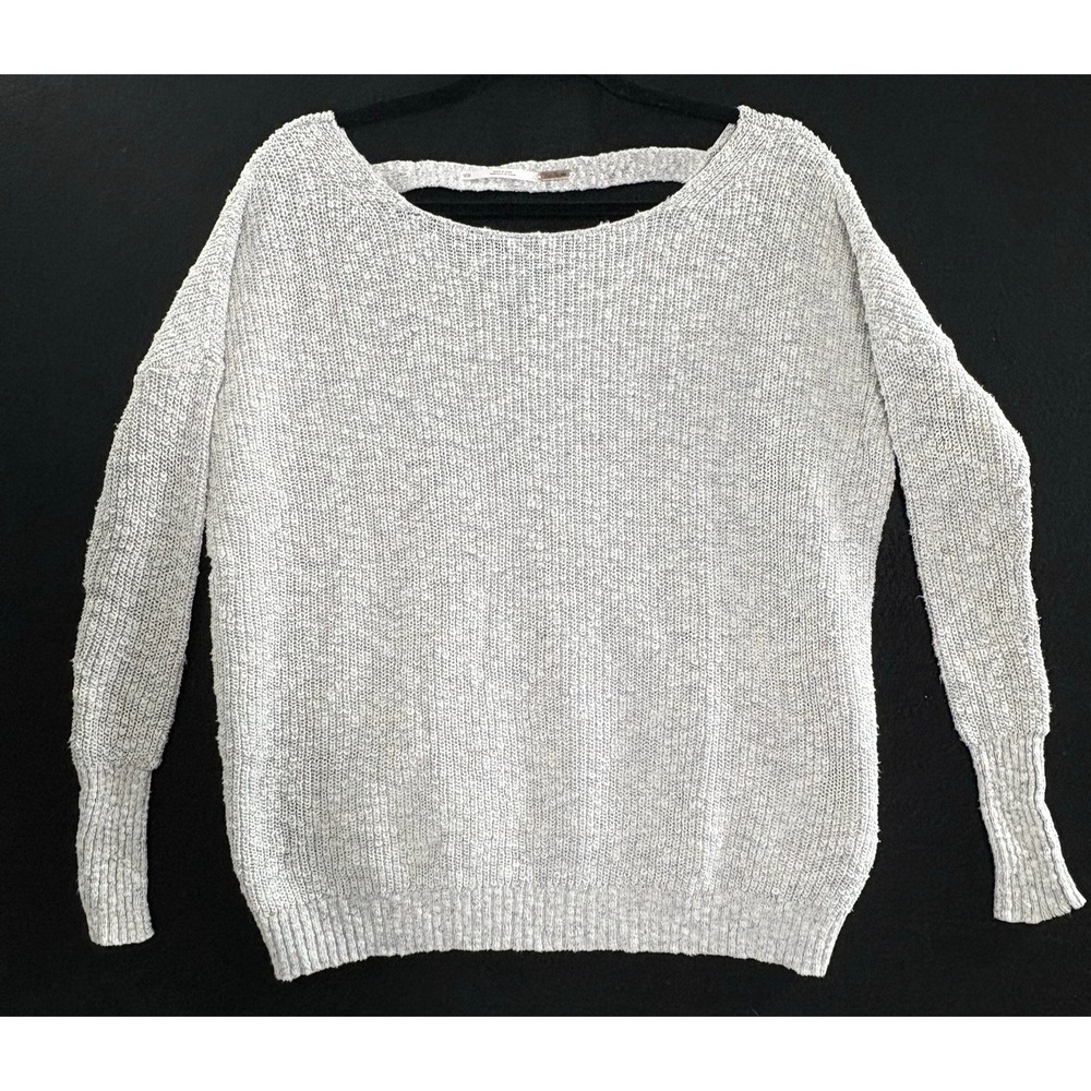 FREE PEOPLE Women Oversized Pullover Lace Up Back Long Sleeve Sweater XS Cream